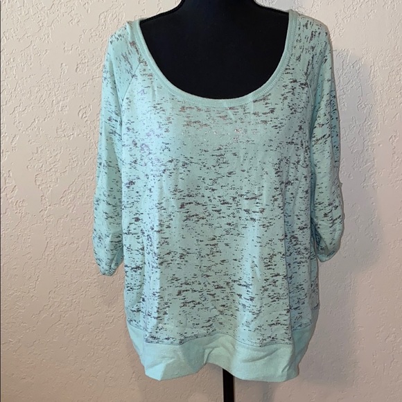 Xhilaration turquoise 3/4 sleeve top size large - Picture 1 of 7